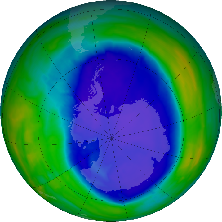 Antarctic ozone map for 20 September 2015